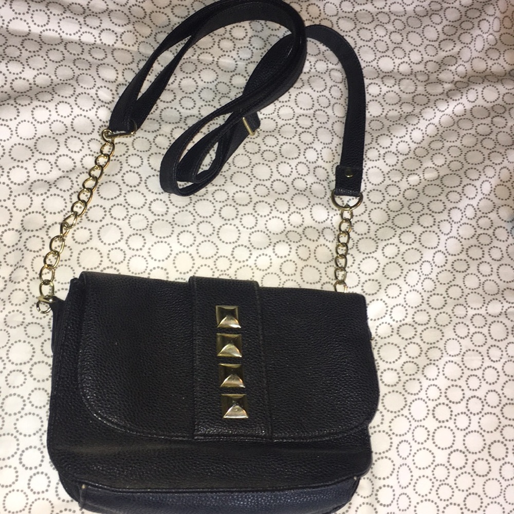 Black faux leather purse